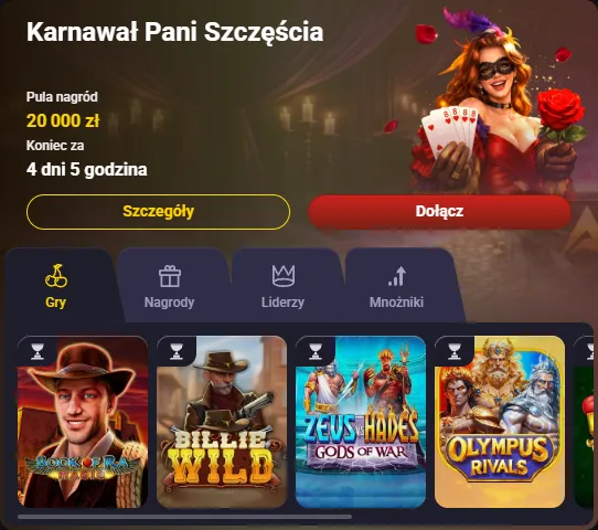 Turniej Karnawał Pani Szczęścia z pulą 20 000 zł w casino altaris
